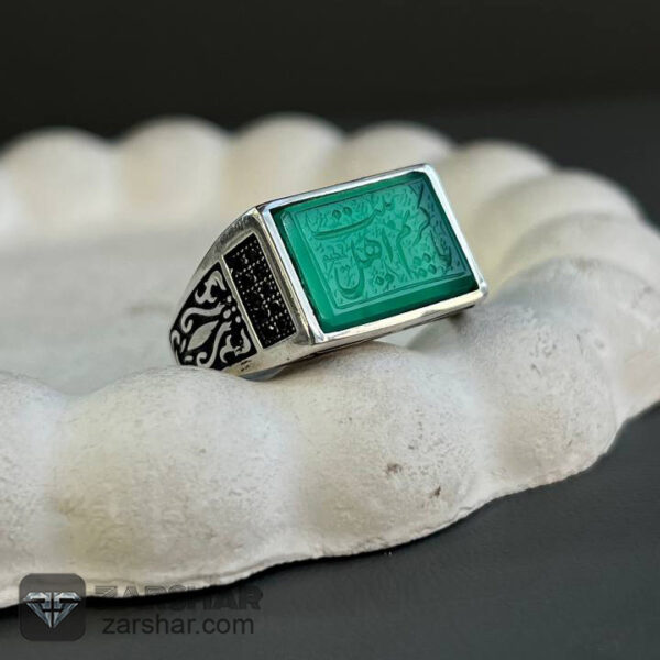 انگشتر عقیق سبز لامپی عکس انگشتر عقیق سبز لامپی