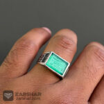 عکس انگشتر عقیق سبز لامپی