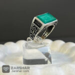 عکس انگشتر عقیق سبز لامپی