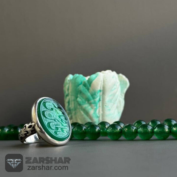 عکس انگشتر عقیق سبز یا علی ابن موسی الرضا