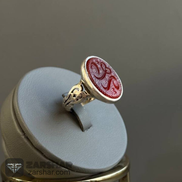 انگشتر عقیق سرخ خراسانی یا زهرا عکس انگشتر عقیق سرخ خراسانی یا زهرا