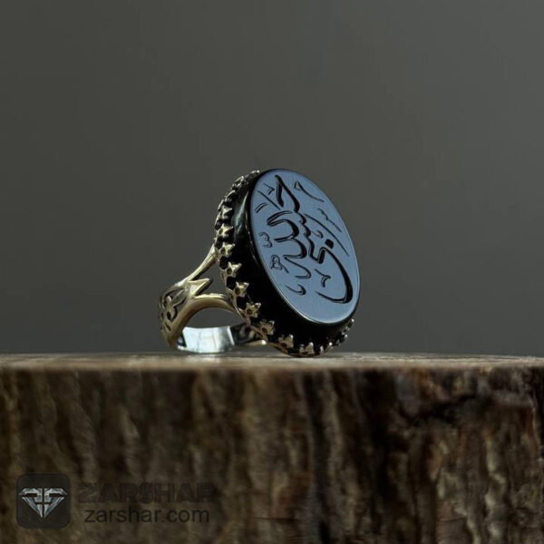انگشتر عقیق سیاه حسبی الله عکس انگشتر عقیق سیاه حسبی الله