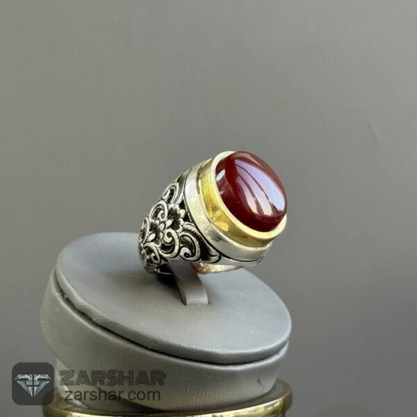 انگشتر عقیق یمنی سرخ دست ساز عکس انگشتر عقیق یمنی سرخ دست ساز
