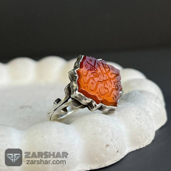 انگشتر عقیق یمنی پرتقالی عکس انگشتر عقیق یمنی پرتقالی