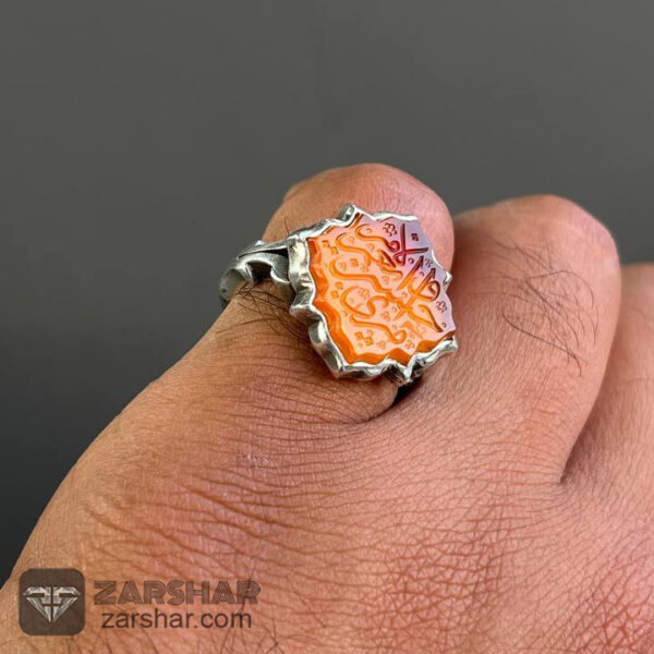 عکس انگشتر عقیق یمنی پرتقالی