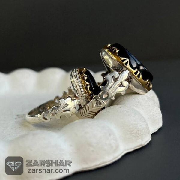 عکس انگشتر ست زیبای عقیق مشکی علی و فاطمه