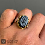 عکس انگشتر ست زیبای عقیق مشکی علی و فاطمه