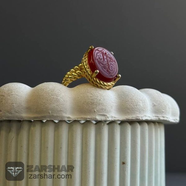 عکس انگشتر زنانه عقیق سرخ یا زهرا