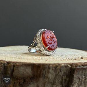 عکس انگشتر زنانه عقیق سرخ یا علی