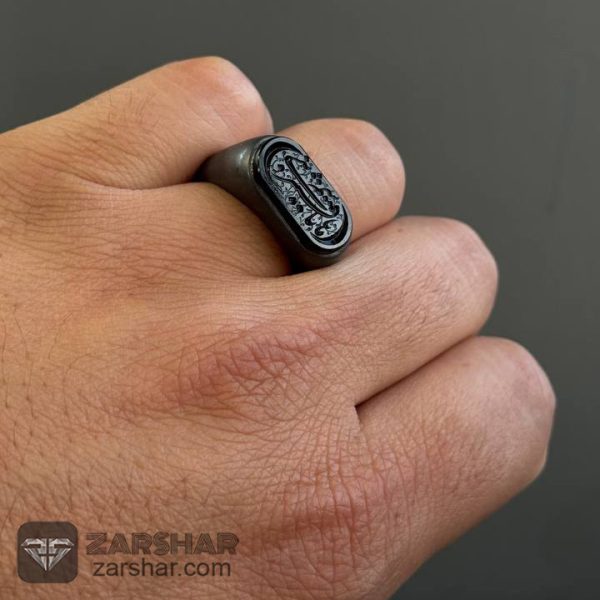 عکس انگشتر عقیق سیاه امضاء حکیم
